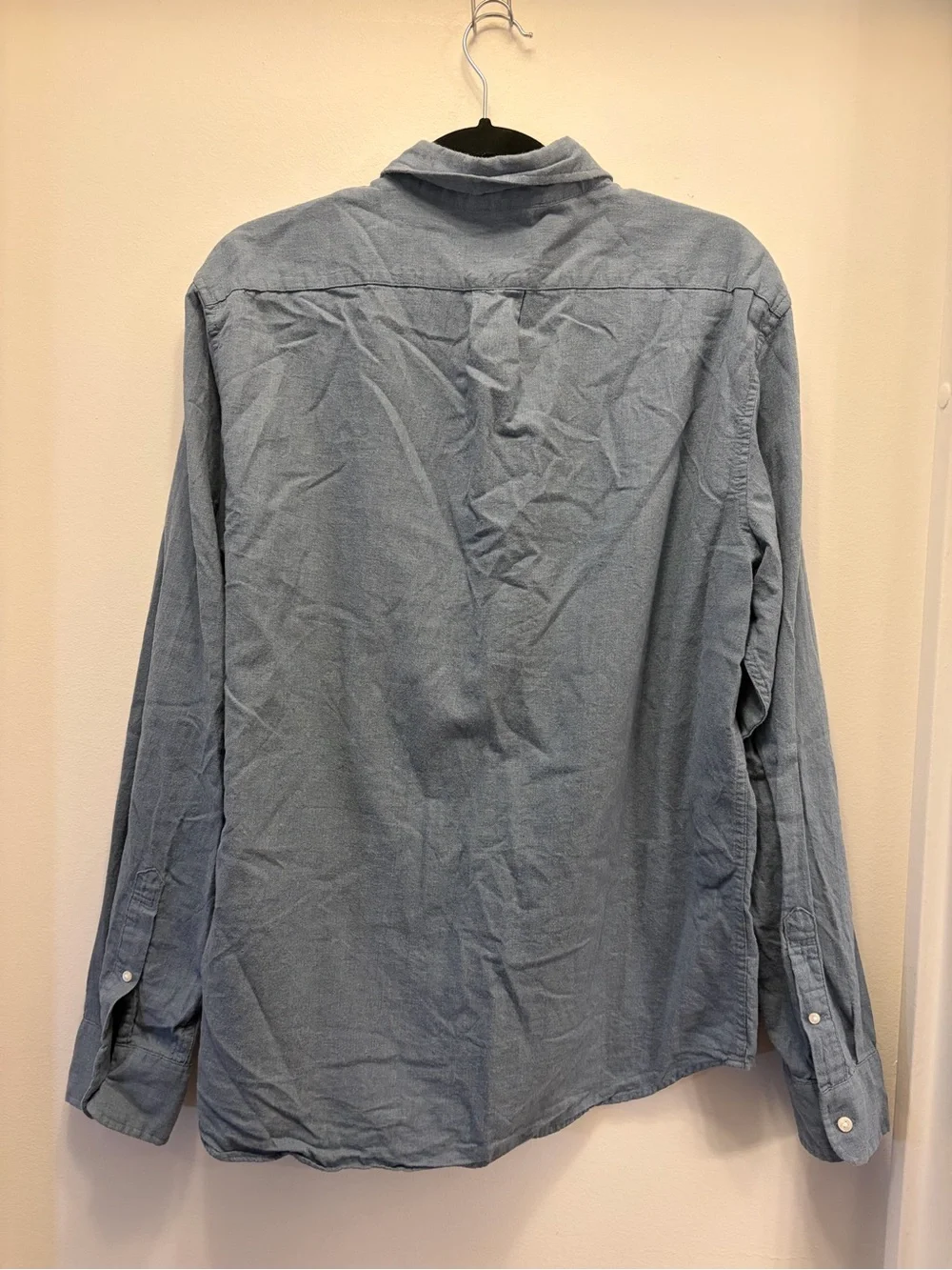 J.Crew Cotton Linen Twill Slim Fit Button Up Shirt Blue Men's Size L
